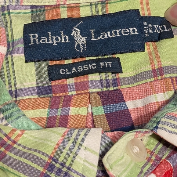 Men's Polo Ralph Lauren Green and Red Plaid Shirt - Picture 2 of 2